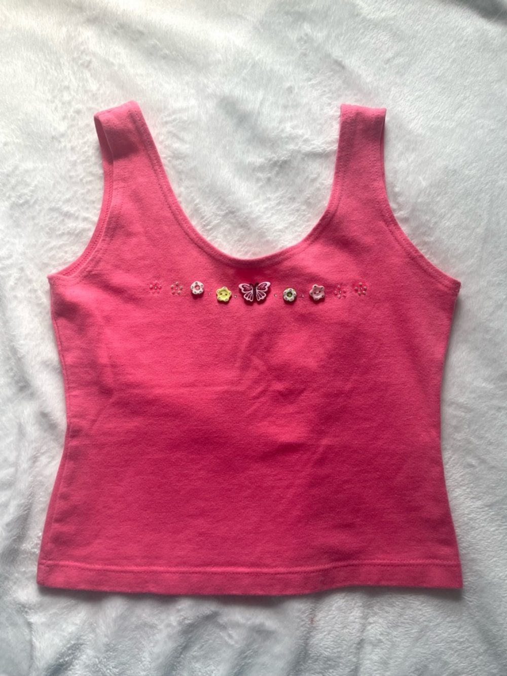 Handmade Bright Pink vintage Embellished Tank Top